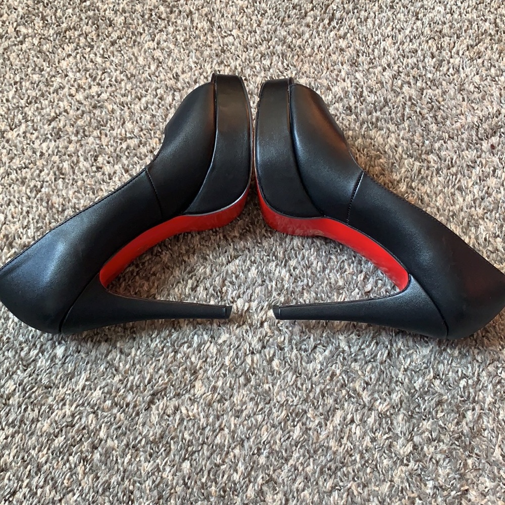 Louboutin Lady Peep Platform Black and Red Sole Heels Sz41 - Picture 3 of 14